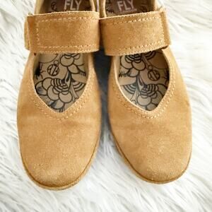 FLY LONDON | Wedge Caramel Tan Robi Adjustable Mary Jane Strap | 39, 8.5